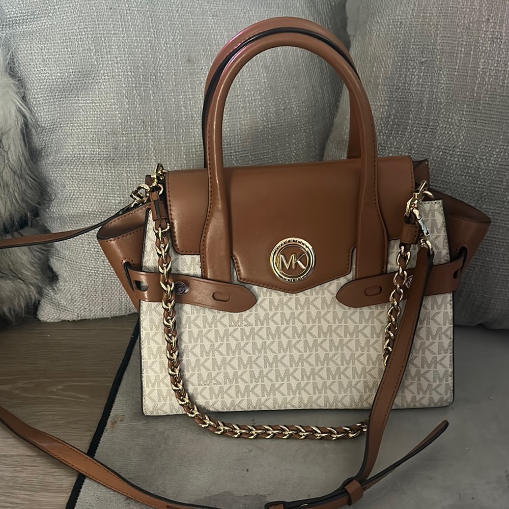 Michael Kors Brown and Cream Satchel Bag